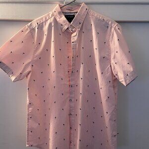 Pink Flamingo Short Sleeve Button Up
